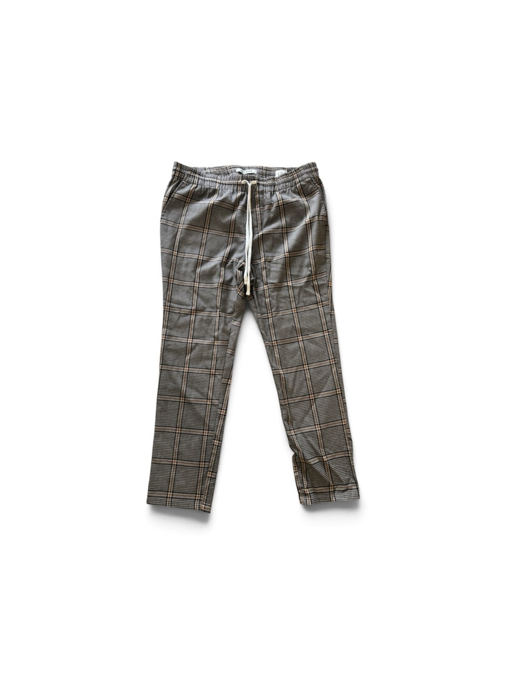 PacSun Gray and Brown Plaid Drawstring Trousers Juniors size L